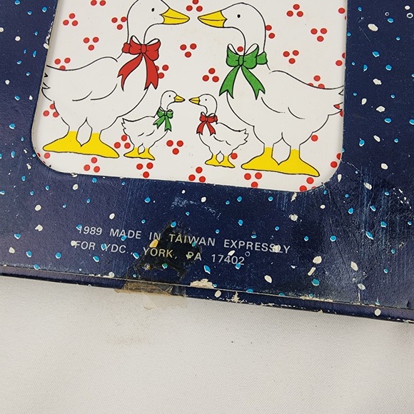 Vintage Christmas Goose Tree Bear Trivet Set Of 4 Country Decor Ceramic Coaster - Picture 7 of 14